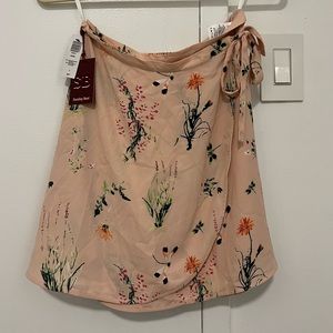 NWT Aritzia Ariel Sunday Best Pink Floral Tie Skirt | 4